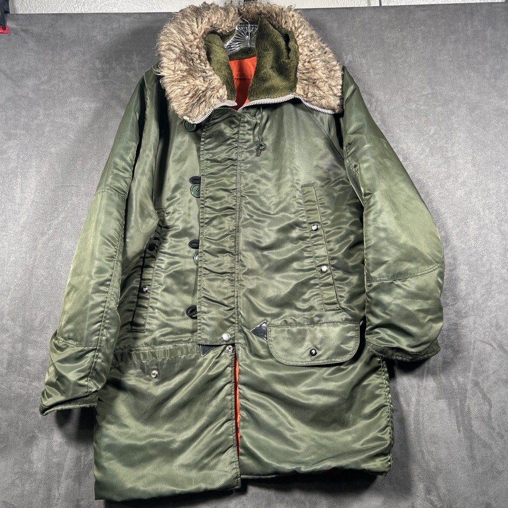 Vintage 70s USAF-Style N3B Snorkel Parka Heavy Duty Flight Jacket *Broken Zipper